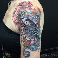 Tatuaggio del braccio con bellissimi fiori colorati e realistici di Jenna Kerr