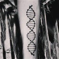 Little 3D like black ink DNA tattoo on arm