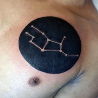 Little black in cool zodiac symbol tattoo on chest
