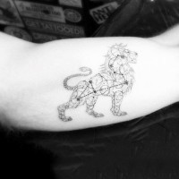 Kleines schwarzes schönes kombiniertes Zeichen Löwe Tattoo am Arm