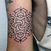 Little black ink tribal style ornaments tattoo on arm