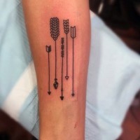 Little black ink various arrows tattoo on arm