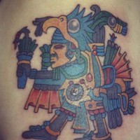 Little multicolored funny shoulder tattoo of tribal wall paintings