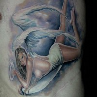 Reizender bunter fliegender Engel Mädchen Tattoo