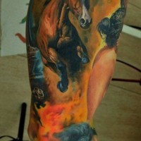 Lovely realistic horse tattoo