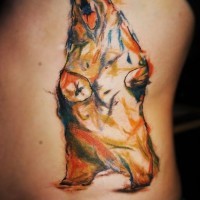 bei acquerello orso tatuaggio su costolette