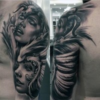 Prächtige sehr realistische aussehende Tribal  Frau Tattoo am Arm