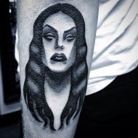 Majestic black vampiress forearm tattoo by Sara Ray