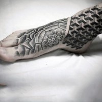 Marvelous black ind geometrical figures tattoo on arm