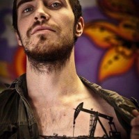 Marvelous colored big chest tattoo of heart will
