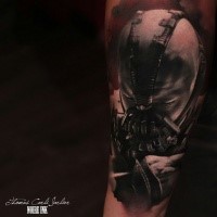 Marvelous looking colored arm tattoo of Bane face