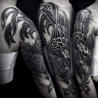 massiccio nero ebianco molto dettagliato su braccio tatuaggio