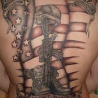 Memorial army tattoo on whole back