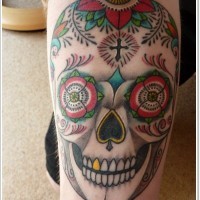 Mexican sugar skull tattoo by Springnando