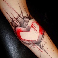 Modern idea of heart tattoo on arm
