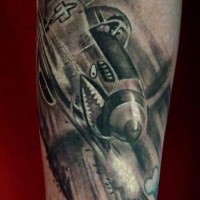 Modern style colored arm tattoo of WW2 plane