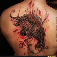 Modern style colored back tattoo of cool eagle