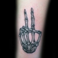 Modern style colored tattoo of human skeleton hand