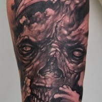Ugly monster skull  tattoo