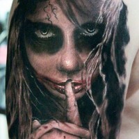 Mysterious terrible lady of the dead tattoo on shoulder