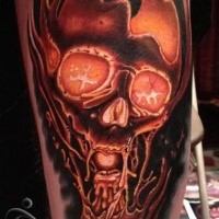 Mystical illustrative style tattoo of burning skull and candle