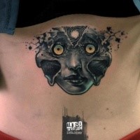 Mystisches im neue Schule Stil dämonisches Gesicht der Frau Tattoo am Rücken