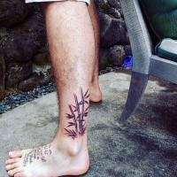 Natural looking funny looking ankle tattoo of bamboo