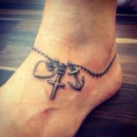 Necklace ink foot tattoo for lady