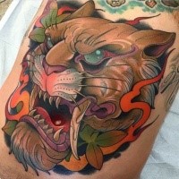 Neu-japanisch Stil farbiger Arm Tattoo des dampfigen Tigers
