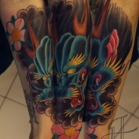 Neu-japanisch Stil farbiger Unterarm Tattoo des Fantaszdrachen