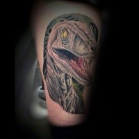 New school illustrative style dinosaur tattoo on arm