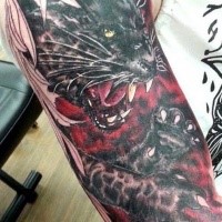 New school style arm tattoo of black panther
