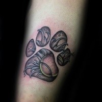 New school style colored animal paw print stylized with flower