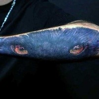 New school style colored arm tattoo of black panther look