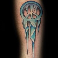 New school style colored arm tattoo of ice like pacific symbol