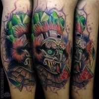 New school style colored demonic monster tattoo on arm