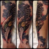 New school style colored forearm tattoo of sweet looking knife