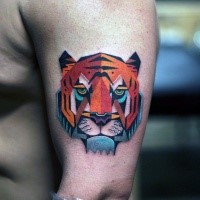 New school style colored shoulder tattoo of fantasy tiger