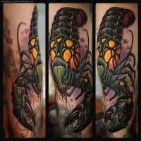 New school style colored tattoo of cray fish