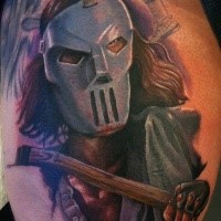 New school style colored terrifying warrior tattoo