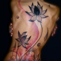 New style floral patterns tattoo on back