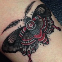 Nice black and red moth tattoo design