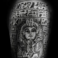 Nice illustrative style detailed shoulder tattoo of Egypt painting