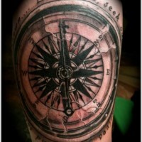 Nice marine compass and inscription tattoo