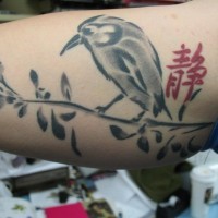tatuaggio carino uccello cinese a manicotto