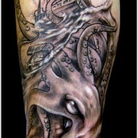Octopus attack on a ship tattoo