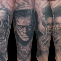 Tatuaje en el brazo, personajes de la película de terror