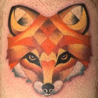 Old school colored fox tattoo on leg