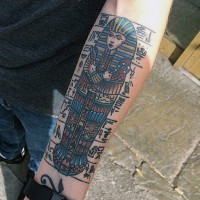 Old school forearm tattoo of antic Egypt wall painting