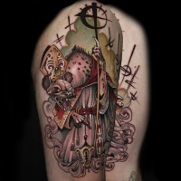 Tatuaje en el brazo, rata sacerdote mutante espeluznante